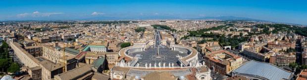 A pano of Rome from atop St. Peter's Basilica.